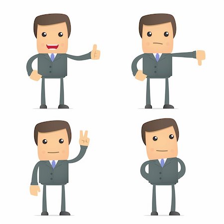 positive attitude cartoon - set of funny cartoon businessman in various poses for use in presentations, etc. Stock Photo - Budget Royalty-Free & Subscription, Code: 400-04919572