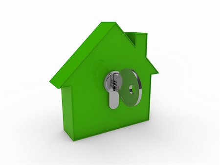 simsearch:400-07061230,k - 3d house key green home estate security Photographie de stock - Aubaine LD & Abonnement, Code: 400-04919988