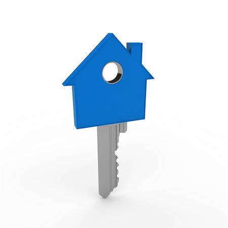 3d home key blue house metal security Stock Photo - Budget Royalty-Free & Subscription, Code: 400-04919989