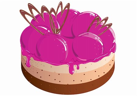 desert drawing - Painted pink cake with berry jam. Vector illustration Stock Photo - Budget Royalty-Free & Subscription, Code: 400-04910069