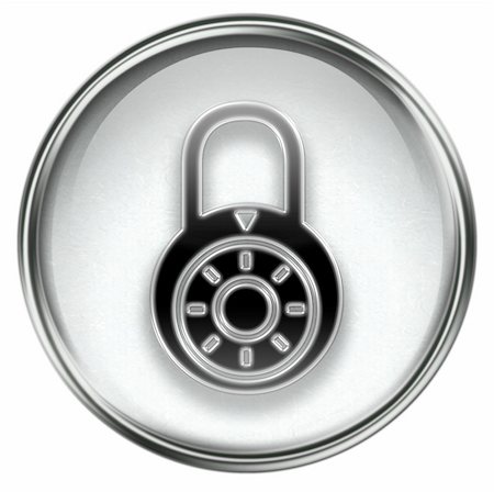 simsearch:628-02062618,k - Lock off, icon grey, isolated on white background. Stock Photo - Budget Royalty-Free & Subscription, Code: 400-04910259