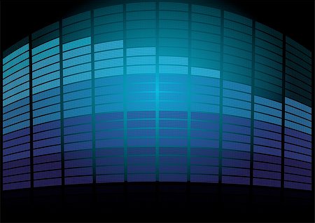 simsearch:400-04880199,k - Graphic Equalizer - Blocks in Shades of Blue on Black Background Foto de stock - Royalty-Free Super Valor e Assinatura, Número: 400-04910348