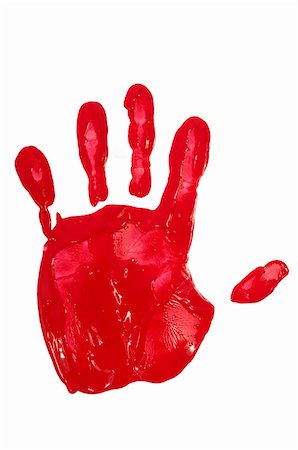 A hand print with red paint Stockbilder - Microstock & Abonnement, Bildnummer: 400-04910518