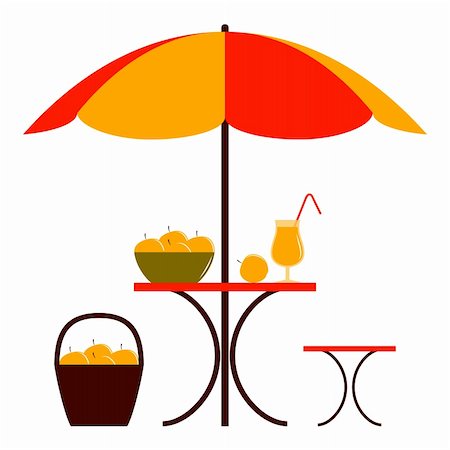 vector table with umbrella, apple juice and apples on white background, Adobe Illustrator 8 format Stock Photo - Budget Royalty-Free & Subscription, Code: 400-04910542