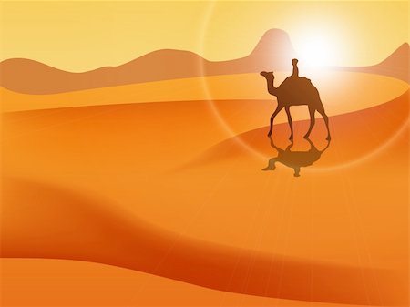 sahara camel - Vector picture of desert Stock Photo - Budget Royalty-Free & Subscription, Code: 400-04910623