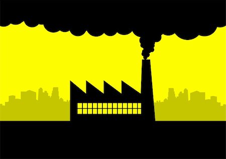 rudall30 (artist) - Iconic illustration of a factory and city skyline. Also available as a Vector in Adobe illustrator EPS format, compressed in a zip file. Fotografie stock - Microstock e Abbonamento, Codice: 400-04910717