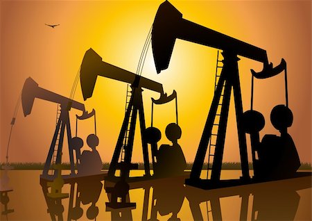 saudi arabia oil - Silhouette illustration of oil drilling. Also available as a Vector in Adobe illustrator EPS format, compressed in a zip file. Stock Photo - Budget Royalty-Free & Subscription, Code: 400-04910713