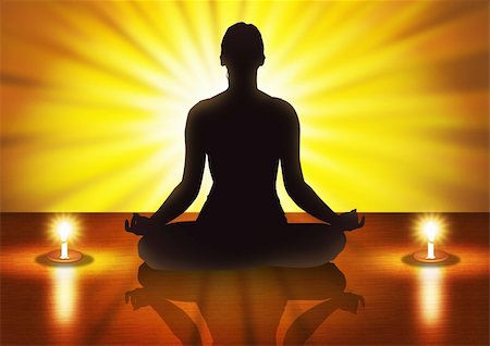 enlightenment illustration - An illustration of a woman figure doing meditation. A computer graphics drawing technique using Photoshop airbrush Stock Photo - Budget Royalty-Free & Subscription, Code: 400-04910732