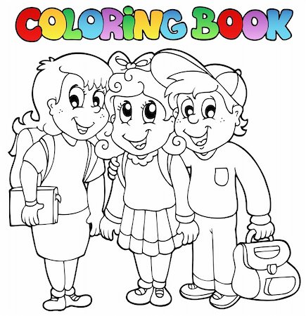 simsearch:400-04267682,k - Coloring book school cartoons 6 - vector illustration. Foto de stock - Royalty-Free Super Valor e Assinatura, Número: 400-04911185