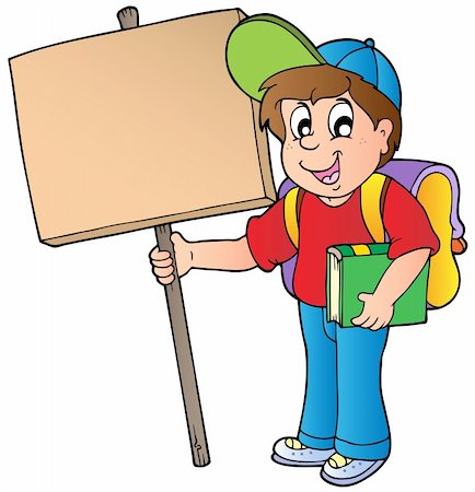 simsearch:400-04267682,k - School boy holding wooden board - vector illustration. Foto de stock - Royalty-Free Super Valor e Assinatura, Número: 400-04911202