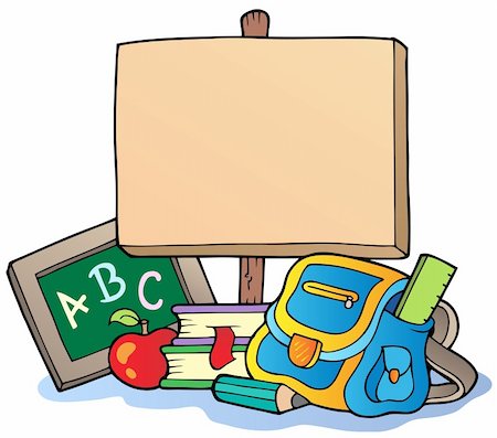 simsearch:400-04035033,k - School theme with wooden board - vector illustration. Photographie de stock - Aubaine LD & Abonnement, Code: 400-04911216
