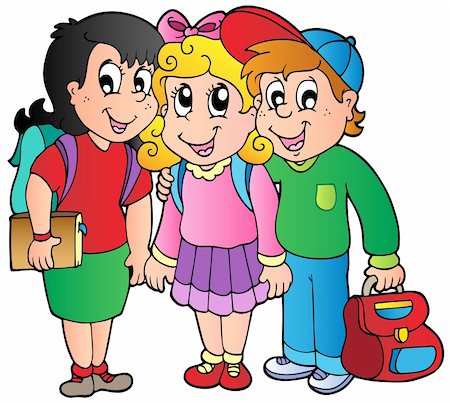 simsearch:400-04343808,k - Three happy school kids - vector illustration. Stock Photo - Budget Royalty-Free & Subscription, Code: 400-04911221