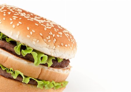 simsearch:400-04257616,k - Tasty big hamburger isolated on white background Foto de stock - Super Valor sin royalties y Suscripción, Código: 400-04911362