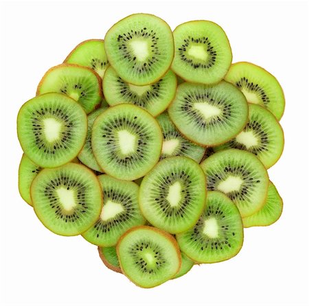 simsearch:400-05303673,k - Close up of kiwi slices isolated over white background Photographie de stock - Aubaine LD & Abonnement, Code: 400-04911543