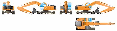 simsearch:400-04056025,k - Vector color illustration of an excavator. (Simple gradients only - no gradient mesh.) Photographie de stock - Aubaine LD & Abonnement, Code: 400-04911713