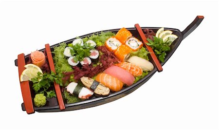 simsearch:400-08192842,k - Sushi Set - Different Types of Maki Sushi and Nigiri Sushi Foto de stock - Super Valor sin royalties y Suscripción, Código: 400-04911864
