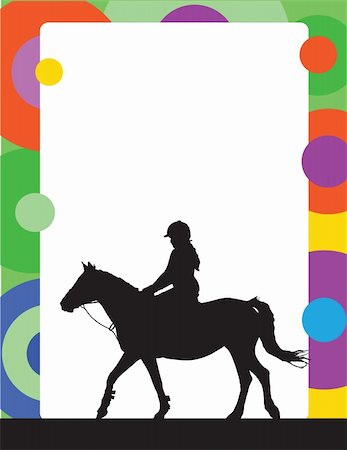 A silhouette of a horse and rider is part of this colorful frame or border Foto de stock - Super Valor sin royalties y Suscripción, Código: 400-04912051