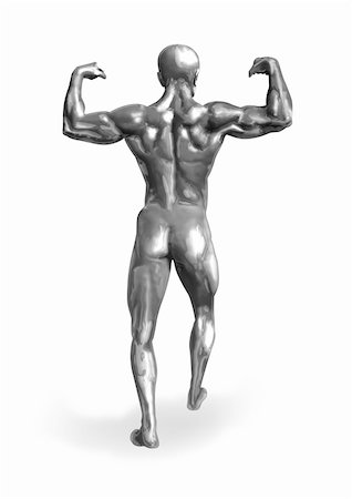 Illustration of a chrome man with muscular body, seen from behind. Photographie de stock - Aubaine LD & Abonnement, Code: 400-04912262