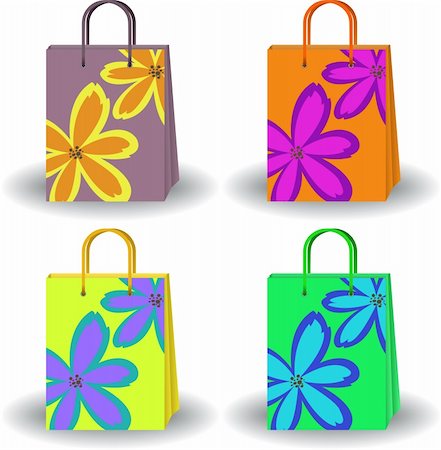 simsearch:400-04102288,k - set of four colorful bags with painted flowers Photographie de stock - Aubaine LD & Abonnement, Code: 400-04912710