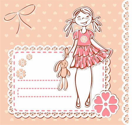 simsearch:400-04609736,k - Cute smile girl frame. Baby Girl Card with Photo Frame and place for your text in vector Stock Photo - Budget Royalty-Free & Subscription, Code: 400-04912754