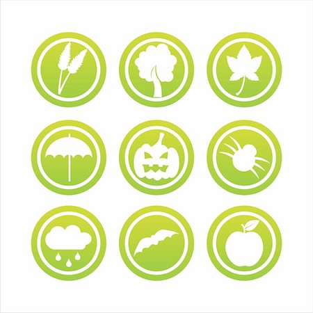 set of 9 green autumn signs Stock Photo - Budget Royalty-Free & Subscription, Code: 400-04912796