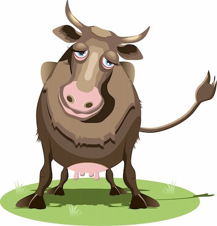 illustration, the sad cow on a white background Stock Photo - Budget Royalty-Free & Subscription, Code: 400-04912802