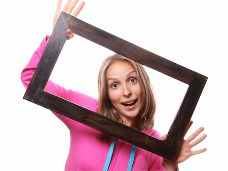 Young Woman Holding Blank Frame Stock Photo - Budget Royalty-Free & Subscription, Code: 400-04912817