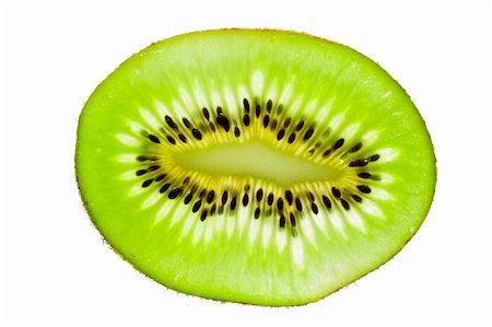 Fresh, juicy and vibrant slice of kiwi fruit isolated on white. With clipping path Stock Photo - Budget Royalty-Free & Subscription, Code: 400-04913048