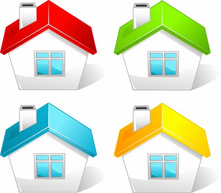 Set of  colored house icons Stock Photo - Budget Royalty-Free & Subscription, Code: 400-04913145
