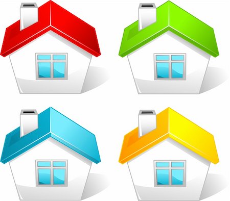 simsearch:400-05680897,k - Set of  colored house icons Photographie de stock - Aubaine LD & Abonnement, Code: 400-04913145