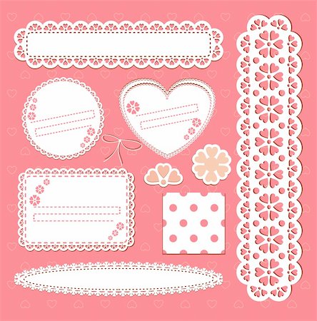 scrapbook - Vector set lace frames. Scrap template with blank space for your photos or text Stock Photo - Budget Royalty-Free & Subscription, Code: 400-04913464