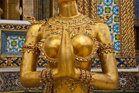 Golden female Garuda body shot at the grand palace, Bangkok, Thailand Stock Photo - Budget Royalty-Free & Subscription, Code: 400-04913471