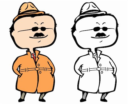 police cartoon characters - Smiling private detective, inspector or secret agent incognito - vector illustration - The document can be scaled to any size without loss of quality. Stock Photo - Budget Royalty-Free & Subscription, Code: 400-04913592