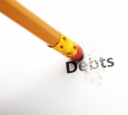 debt or debts concept with eraser showing finance or financial business problem concept Photographie de stock - Aubaine LD & Abonnement, Code: 400-04913652