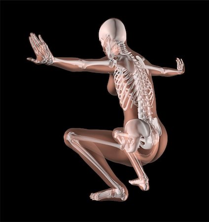 simsearch:400-06568234,k - 3D render of a female medical skeleton in a yoga position Stock Photo - Budget Royalty-Free & Subscription, Code: 400-04924195