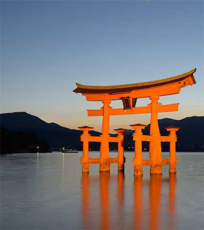 The otori gate which welcomes visitors to Miyajima, Japan. Stock Photo - Budget Royalty-Free & Subscription, Code: 400-04924424