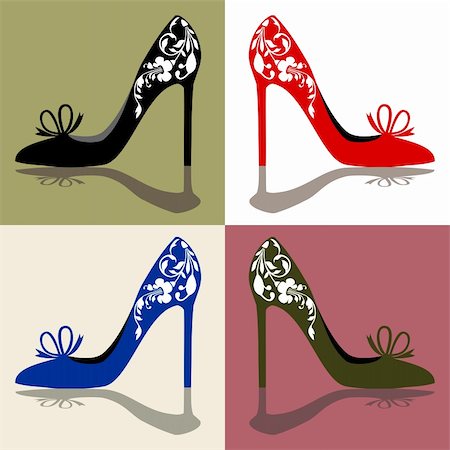 simsearch:400-04160265,k - Silhouettes of womens shoes, high heels with ornaments, vector illustration Stock Photo - Budget Royalty-Free & Subscription, Code: 400-04924502