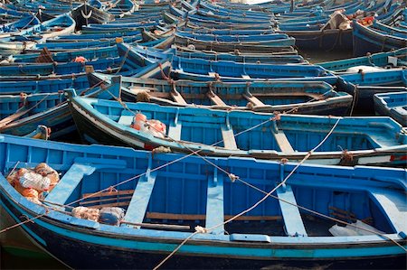 Blue boats in Essaouira port, Morocco. Horizontal shot. Stock Photo - Budget Royalty-Free & Subscription, Code: 400-04924607