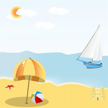 simsearch:400-08626888,k - Illustration of a summer beach scene, mild colors, easy to fit in any situation. Stock Photo - Budget Royalty-Free & Subscription, Code: 400-04924811