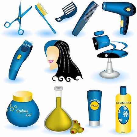 stiven (artist) - A collection of 12 different hair care illustrated icons. Fotografie stock - Microstock e Abbonamento, Codice: 400-04924846