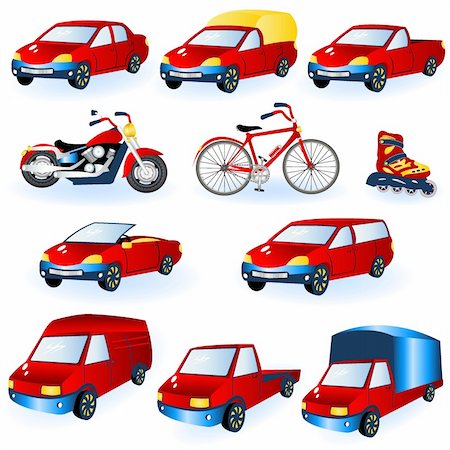 stiven (artist) - Illustration of 11 different red vehicle icons. Fotografie stock - Microstock e Abbonamento, Codice: 400-04924886