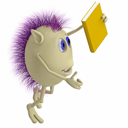 simsearch:400-04925223,k - 3D puppet with purple hairs holding yellow book Stock Photo - Budget Royalty-Free & Subscription, Code: 400-04925224
