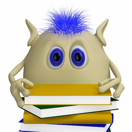 3D puppet hiding behind pile of colored books Stock Photo - Budget Royalty-Free & Subscription, Code: 400-04925221