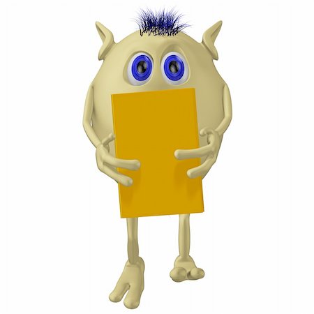 Worring 3D puppet hiding behind big yellow book Stock Photo - Budget Royalty-Free & Subscription, Code: 400-04925223