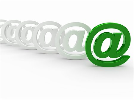 3d green white email sign icon mail Stock Photo - Budget Royalty-Free & Subscription, Code: 400-04925277
