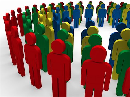 people circle network - 3d teamwork community circle red blue green Stock Photo - Budget Royalty-Free & Subscription, Code: 400-04925287