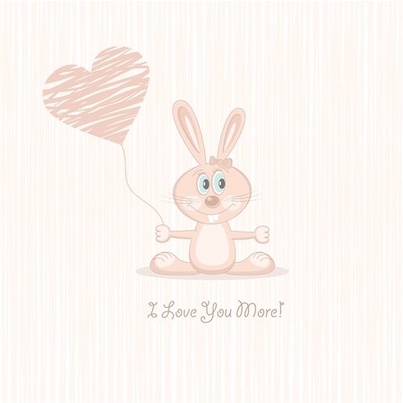simsearch:400-08054574,k - Postcard "Cute pink love rabbit with heart". Vector Illustration. Stock Photo - Budget Royalty-Free & Subscription, Code: 400-04925311