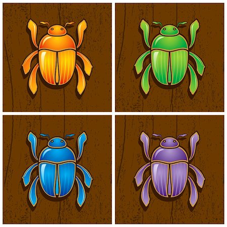 dung beetles feces - Illustrations of beetles on wooden background Stock Photo - Budget Royalty-Free & Subscription, Code: 400-04925618