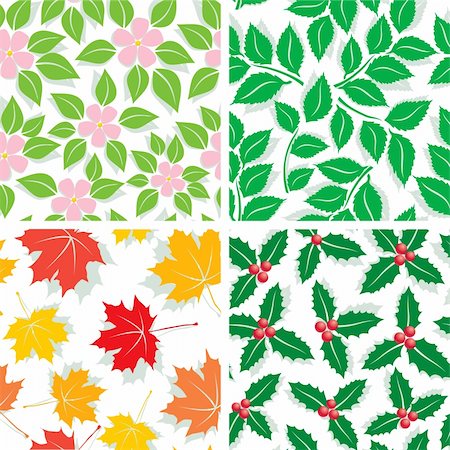 simsearch:400-04239996,k - Seamless Patterns of the four seasons of spring, summer, autumn and winter Photographie de stock - Aubaine LD & Abonnement, Code: 400-04925619