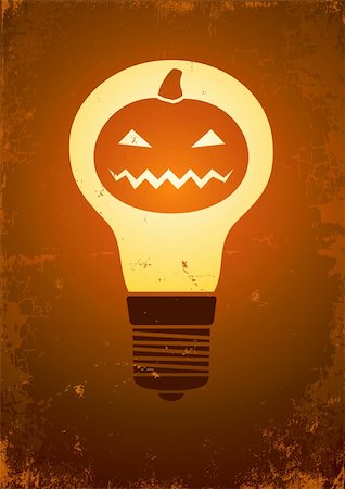 simsearch:400-07774937,k - Burning light bulb inside the pumpkin Stock Photo - Budget Royalty-Free & Subscription, Code: 400-04925632